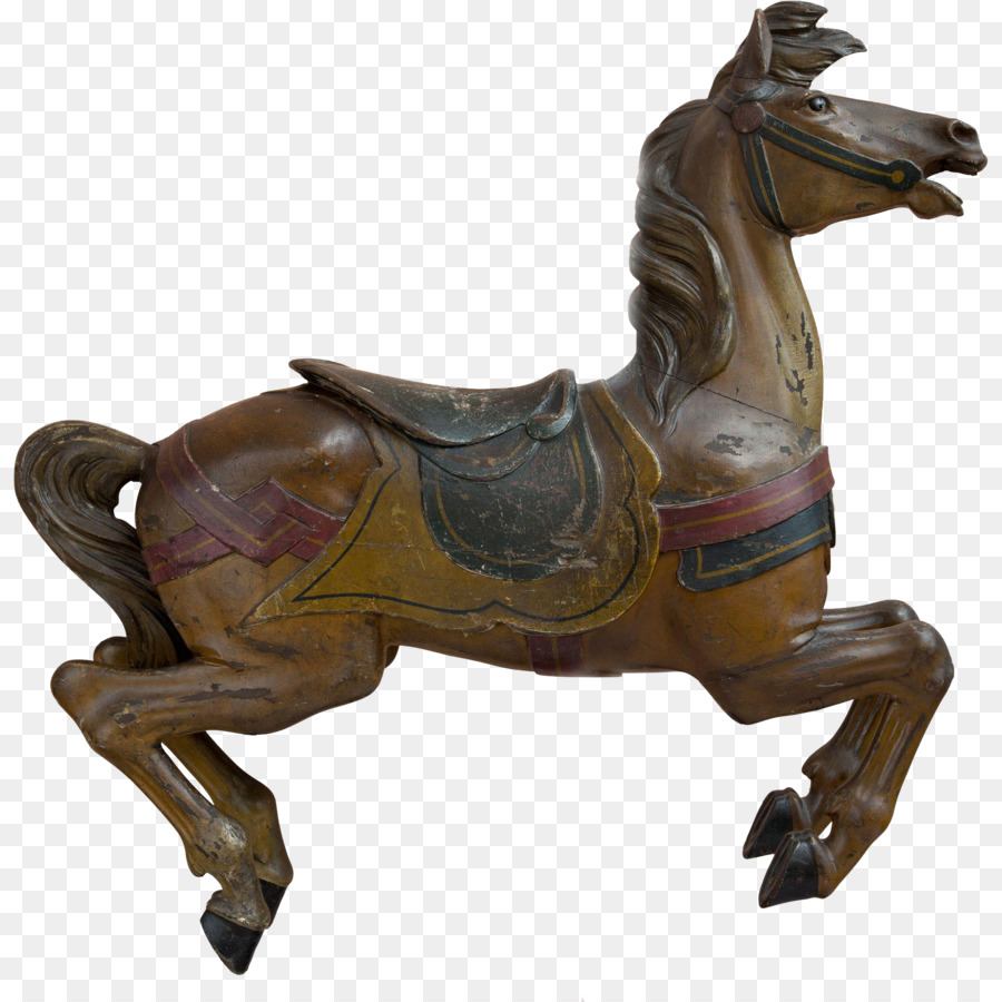 SeaGlass Karussell Gustav Dentzel Mustang Bronze-Skulptur - Mustang