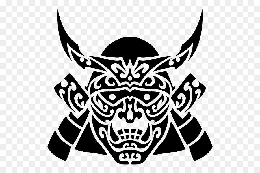 Samurai-Maske Zeichnung, Schwarz und weiß - Samurai