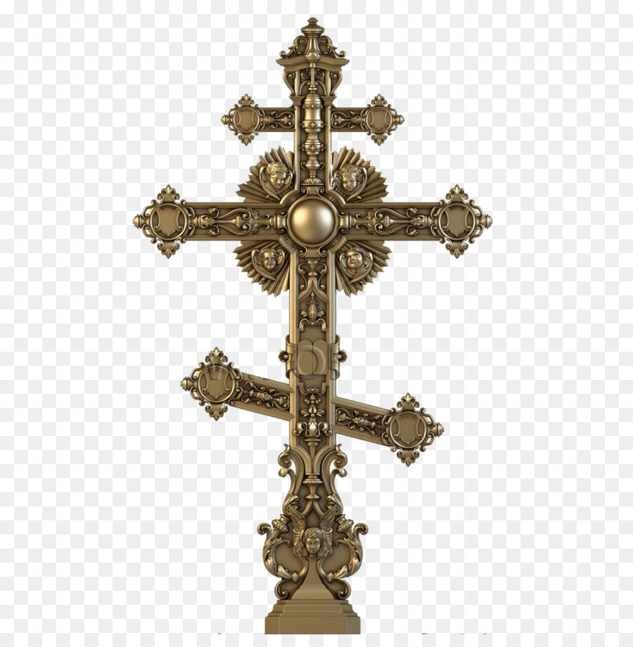 Kruzifix Russisch-Orthodoxen Kreuz Bronze Messing - Messing