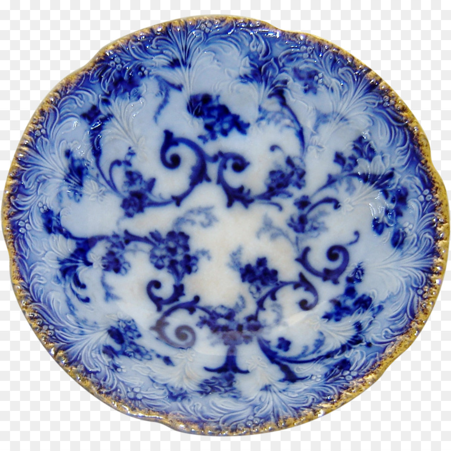 Teller Blaue und weiße Keramik-Keramik-Teller-Flow blau - Platte