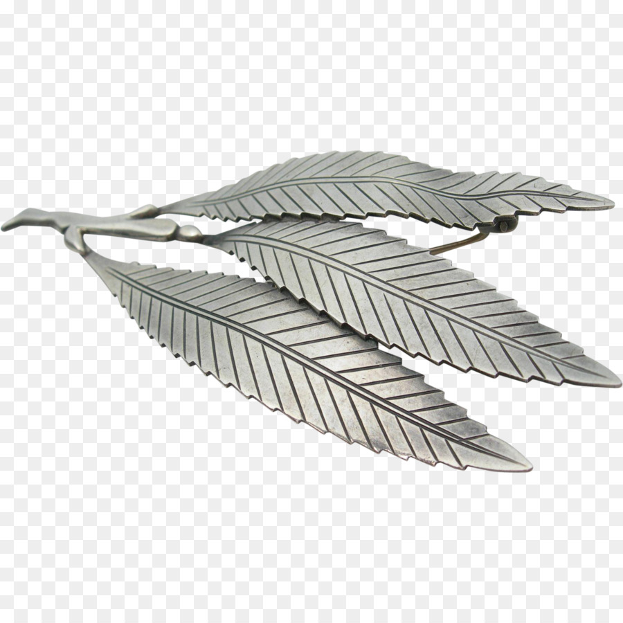 Sterling Silber Brosche Metall Blatt Pin - Silber