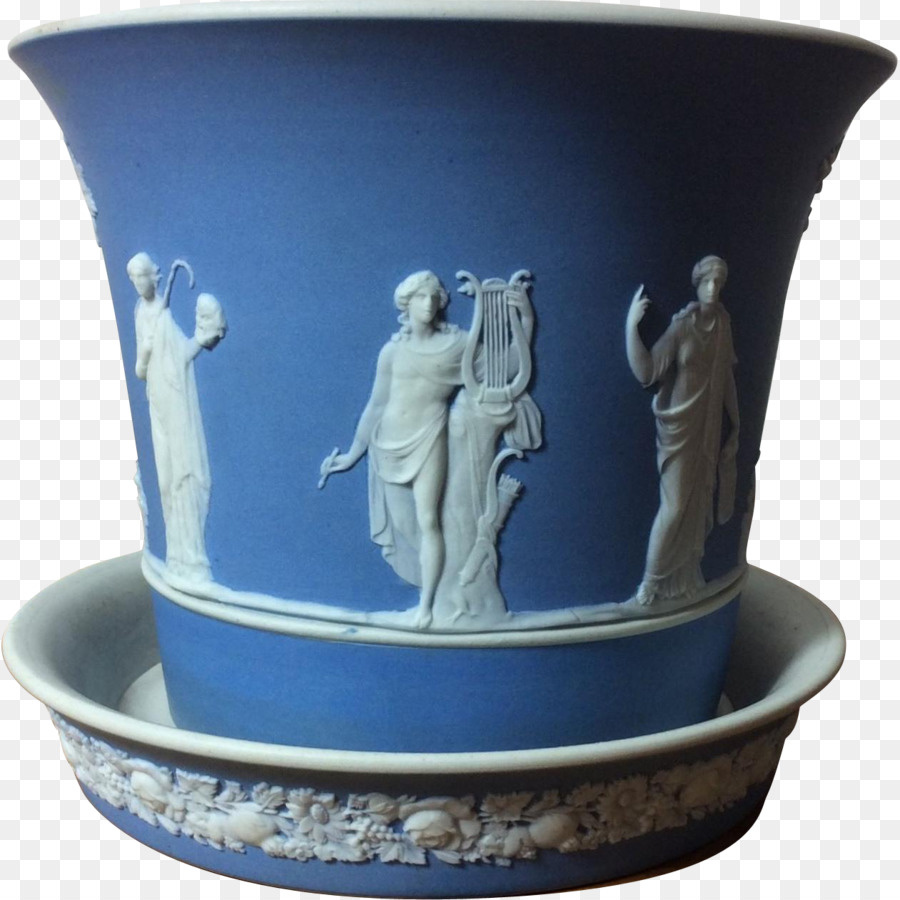 Keramik Pottery Vase Kobalt blau Untertasse - Töpferwaren