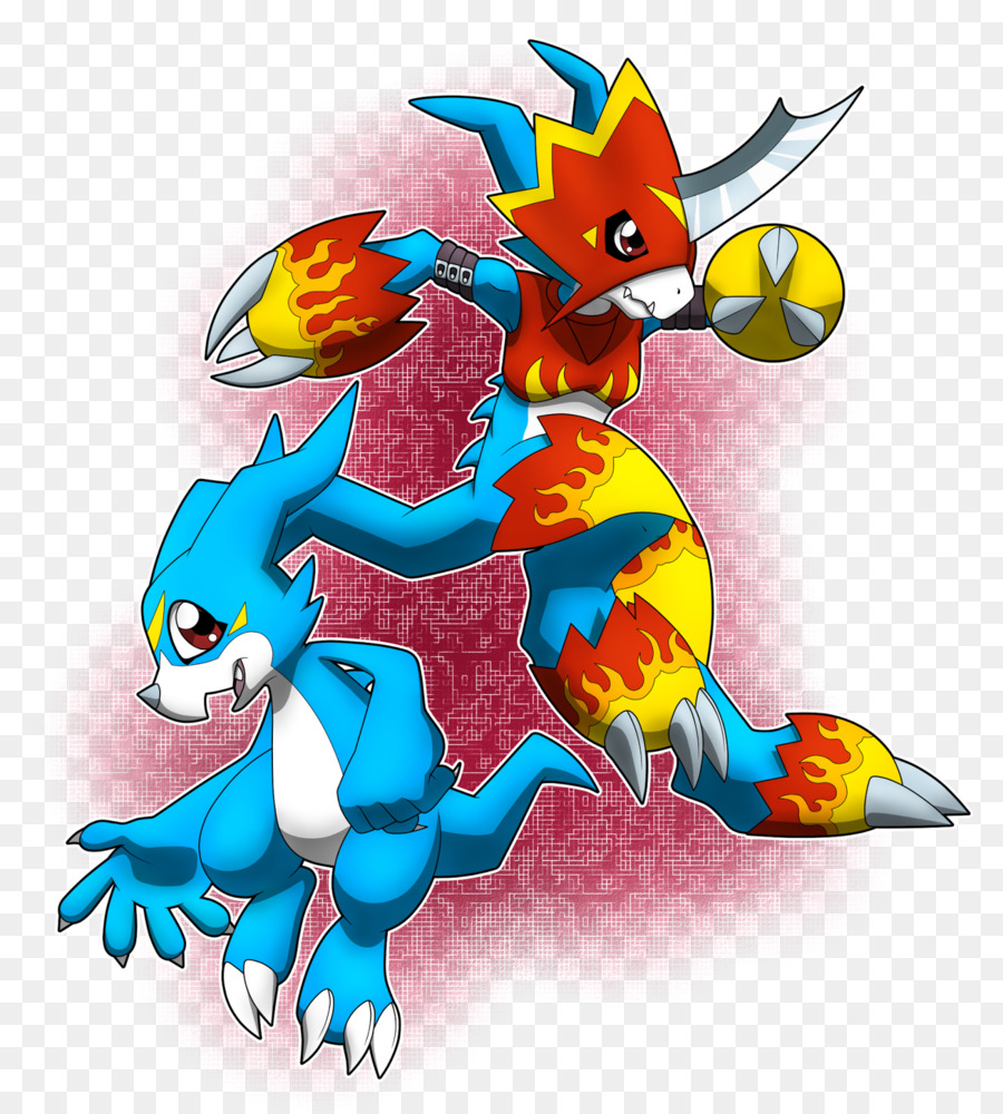 Davis Motomiya Veemon Flamedramon Digimon Kunst - Digimon