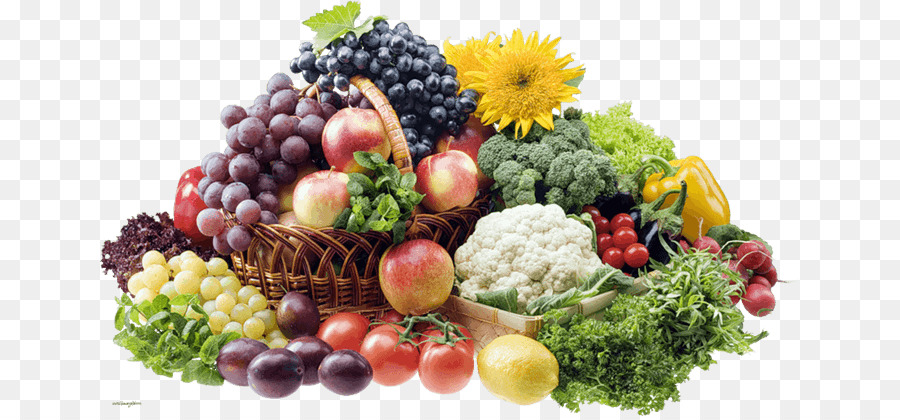 Vegetarische Küche, Bio-Lebensmittel, Korb mit Obst Gemüse - pflanzliche