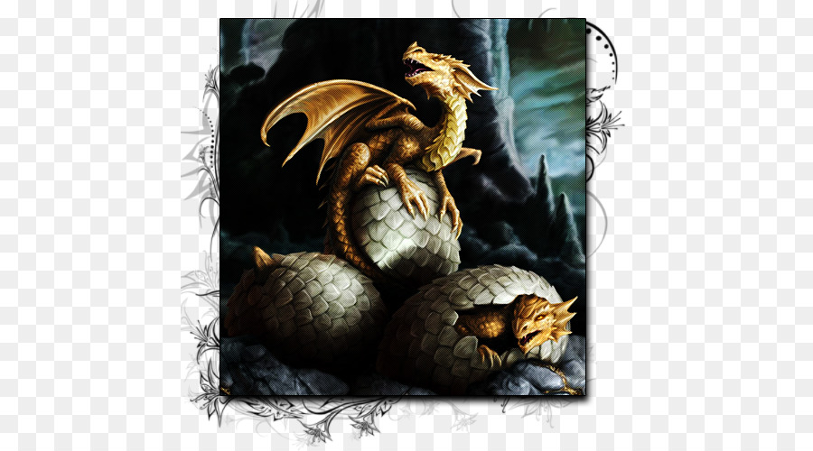 Dragon Treasure Fantasy-Kunst Legendäre Kreatur - Drachen