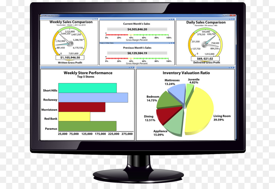 I Monitor dei Computer Executive information system Organizzazione STORIS Dashboard - attività commerciale