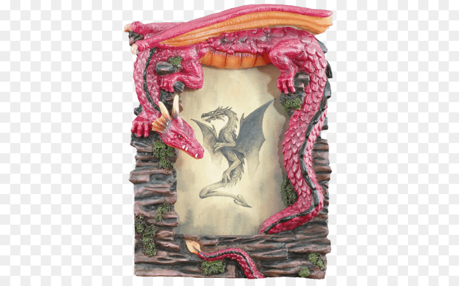 Bilderrahmen Dragon Statue-Spiegel - rosa Pentagramm