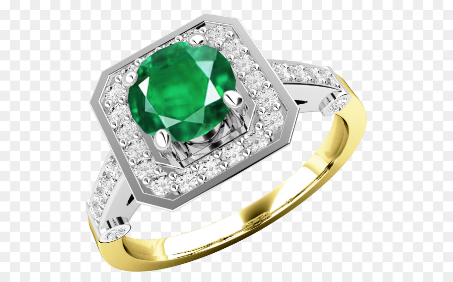 Smeraldo anello di Fidanzamento con Diamante in Oro - smeraldo