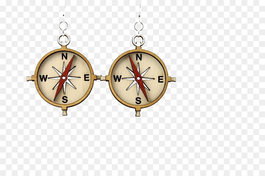Ohrring-Medaillon-Laser-schneiden-Kompass - Kompass