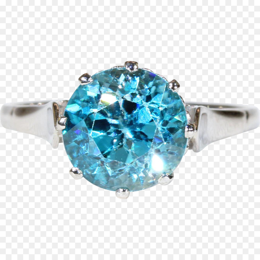 Saphir Ring Mit Blau Zirkon Diamant - Saphir