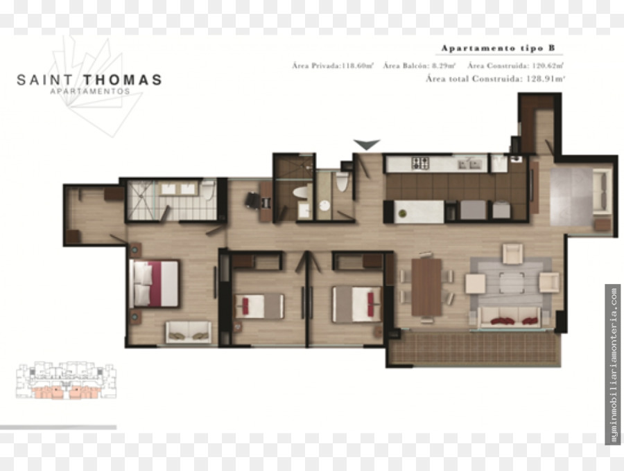 Apartment Haus Constructora Colpatria, Saint-Thomas-Projekt Grundriss - Wohnung