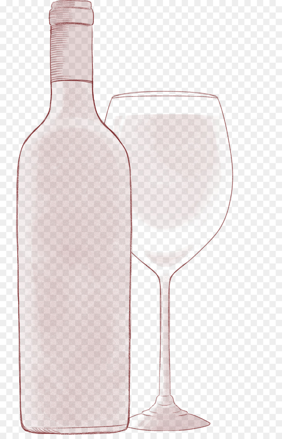 Wein Glas Likör Glas Flasche - Wein Skizze