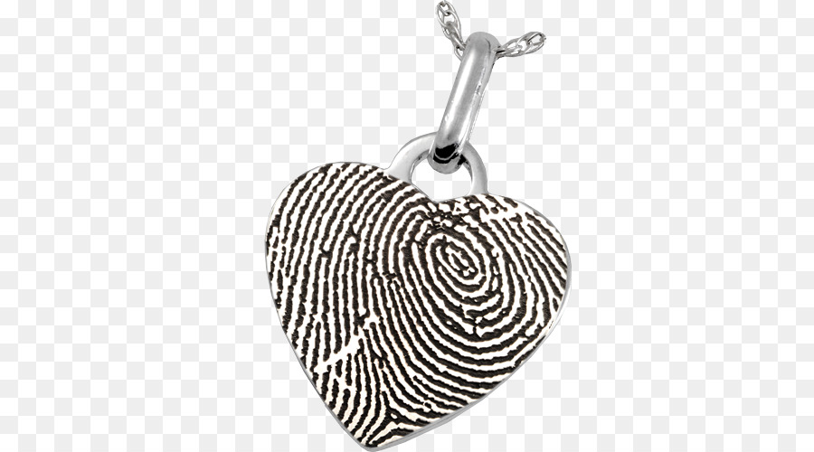 Medaglione in argento Sterling Charms e Pendenti di Collana - cuore di impronte digitali