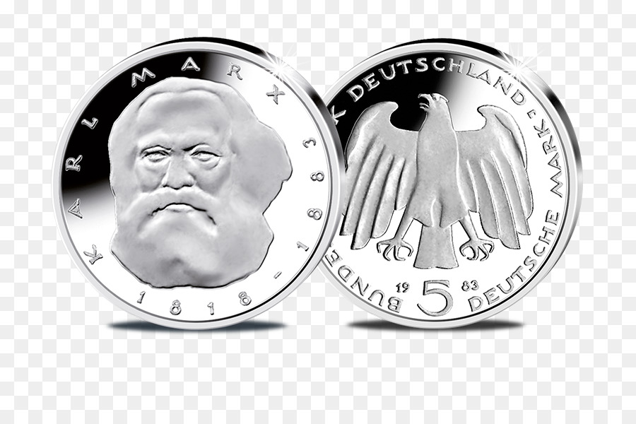 Münze Silber Körper Schmuck Schriftart - Karl Marx