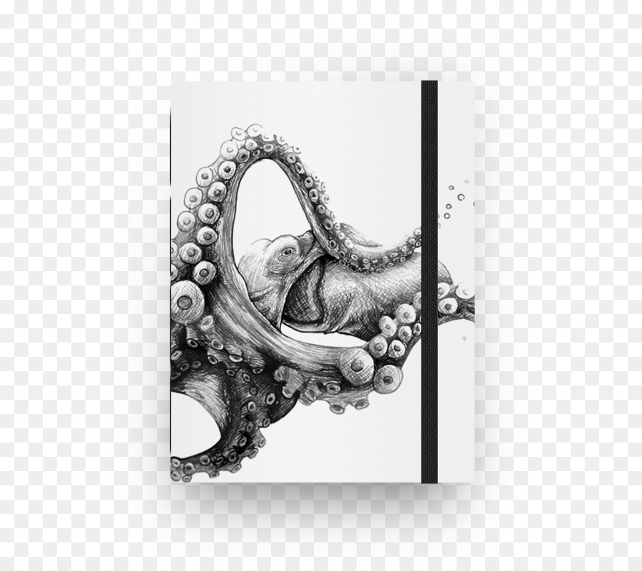 Notebook Disegno a Spirale in bianco e Nero Arte - Polpo