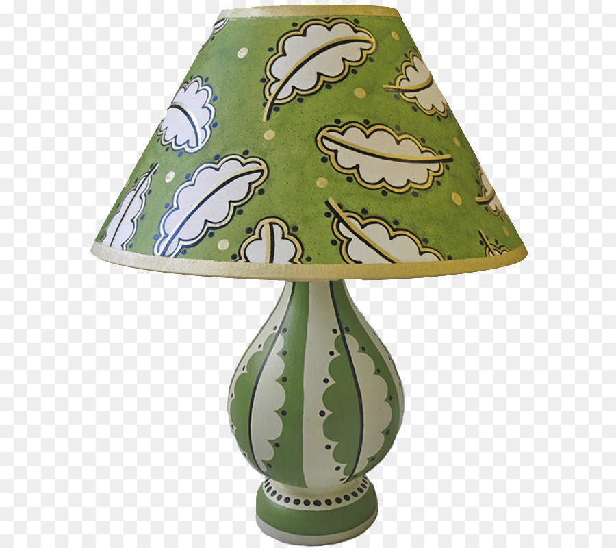 Lampenschirme Keramik - von hand bemalt, grüne Blätter
