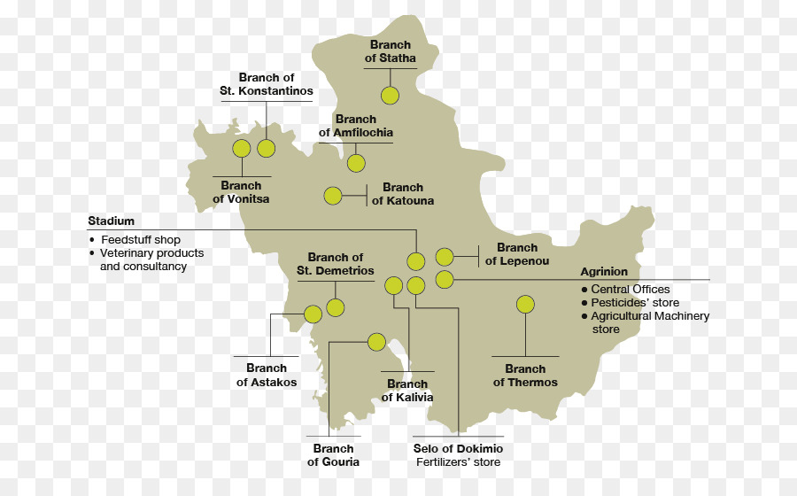 Unione di Agric. Coop. di Agrinio Mappa Geografia - mori dipartimento di ramoscelli