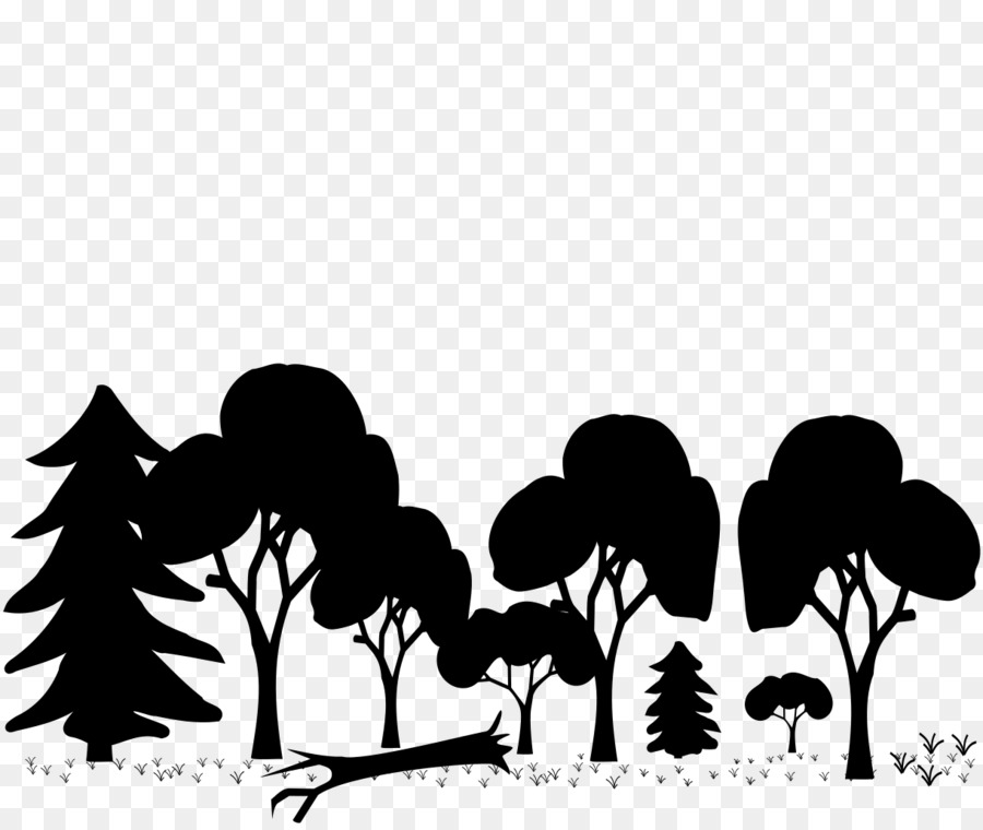 Gemäßigten laubbaum und gemischten Wald clipart - Wald silhouette