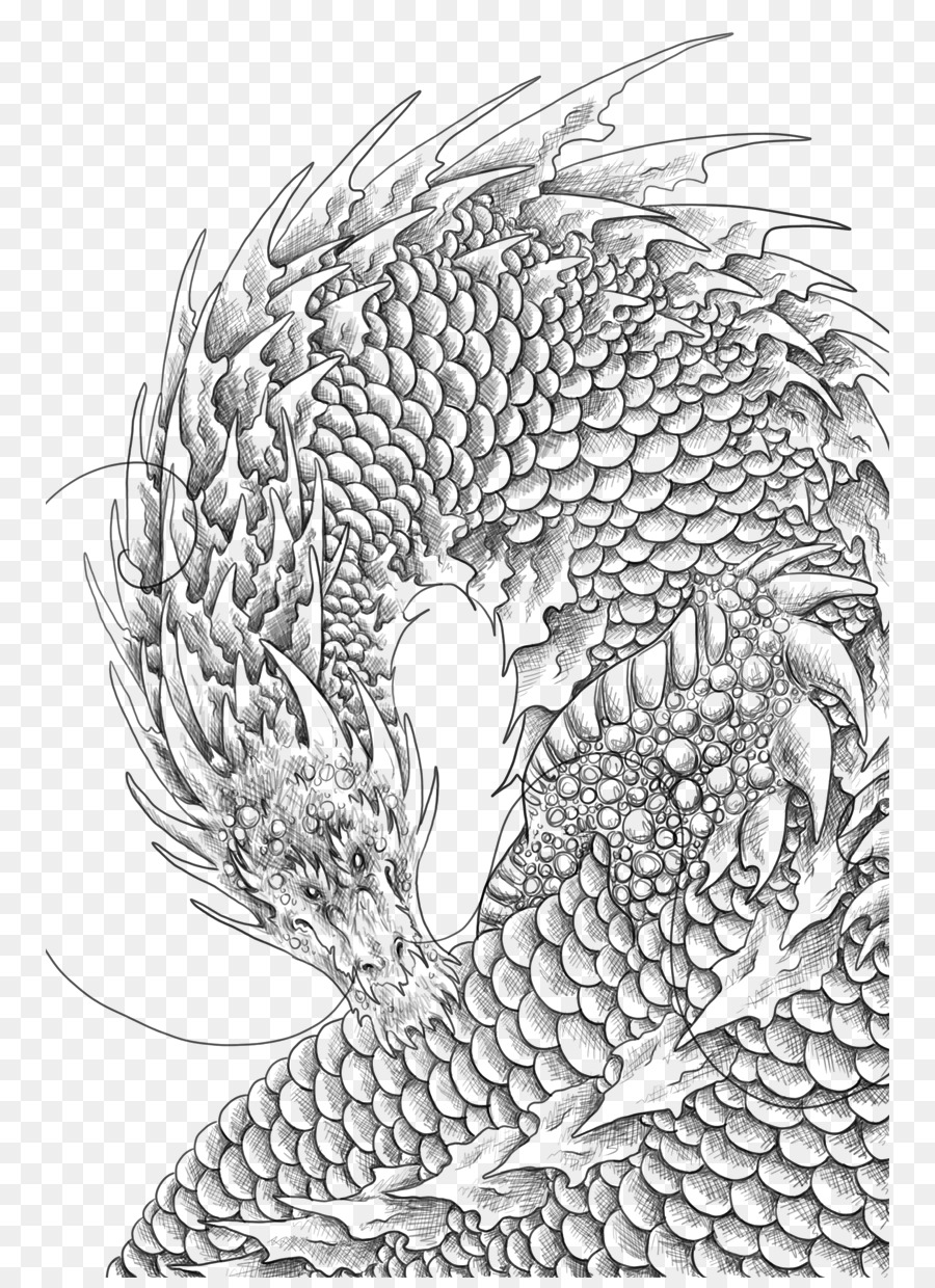 Linie Kunst-Dragon Visual arts - Drachen Muster