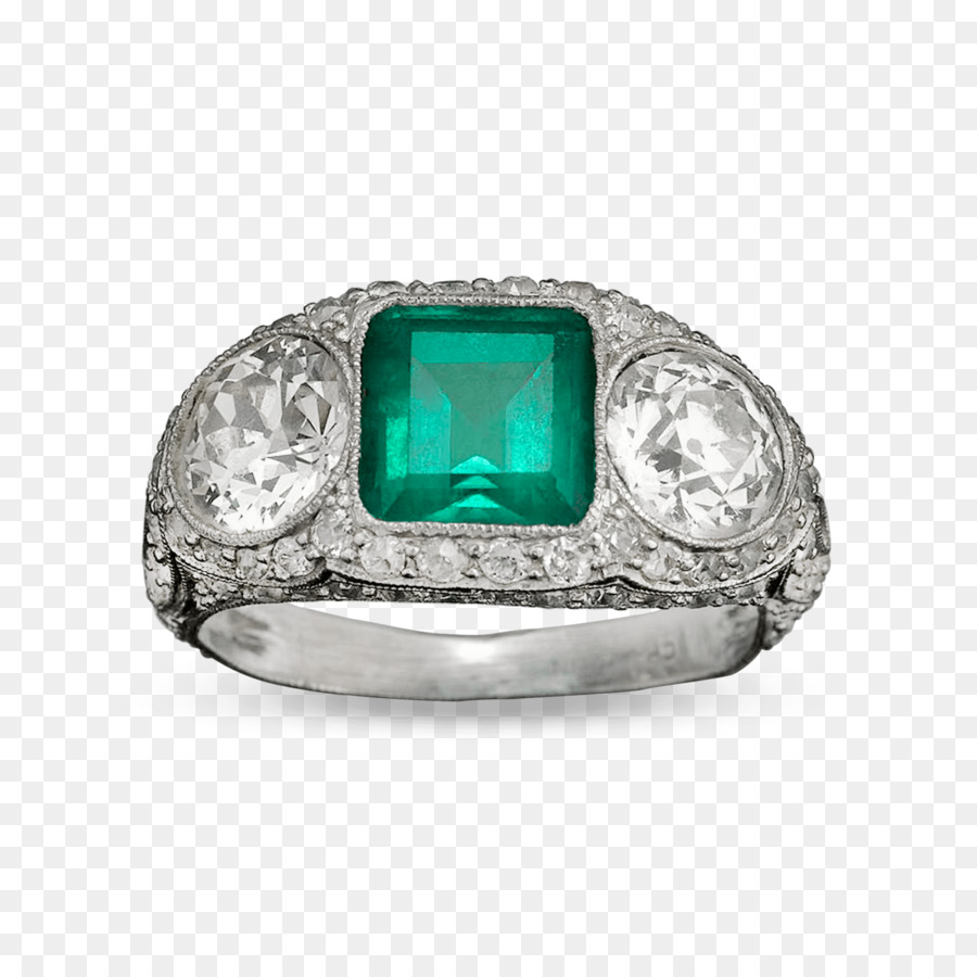 Anello di smeraldo taglio Diamante Zaffiro - Estate gioielli