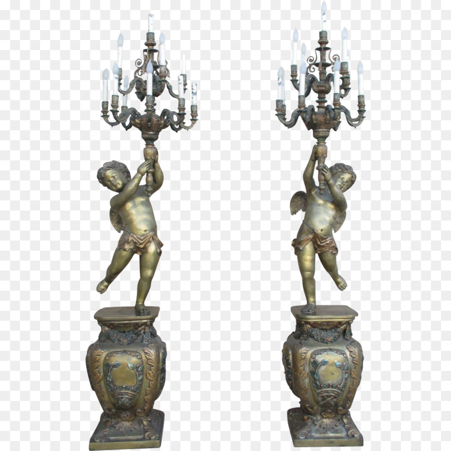 Messing Bronze Skulptur Antike Kronleuchter - Messing