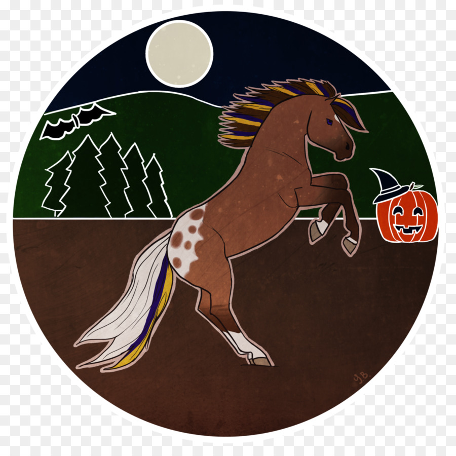 Ford Mustang Freikörperkultur Zeichentrickfilm Pferd - in der halloween Nacht