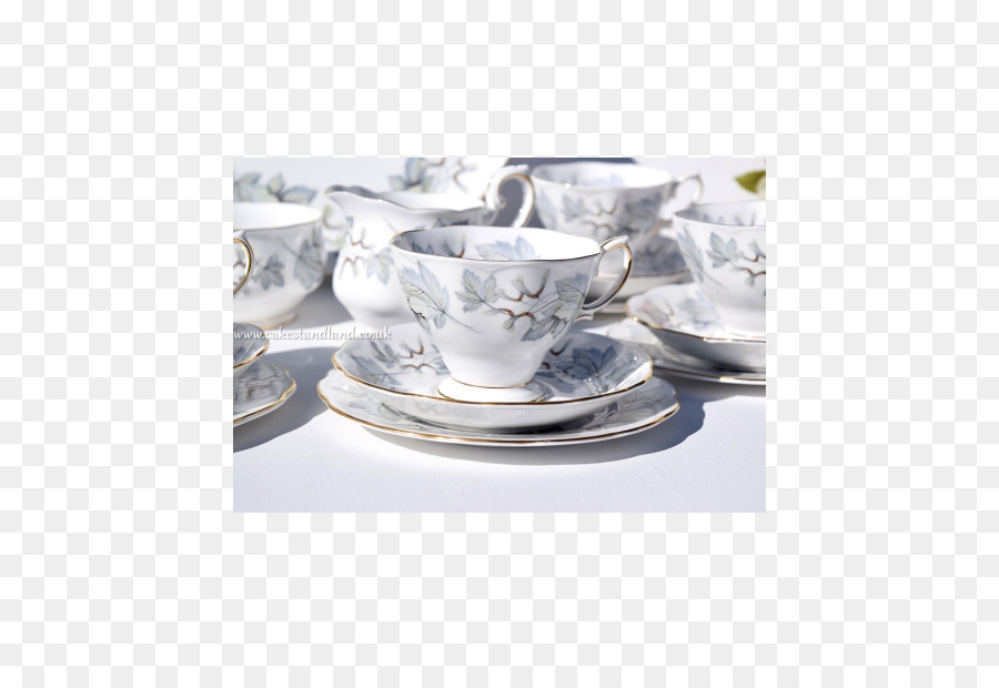 Kaffee-Tasse, Untertasse, Glas-Porzellan-Platte - Royal Albert