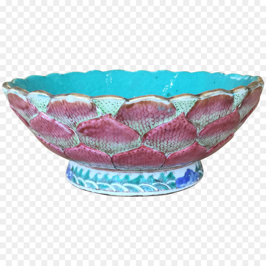 Keramik Schüssel, Glas, Türkis - Chinesischen Lotus