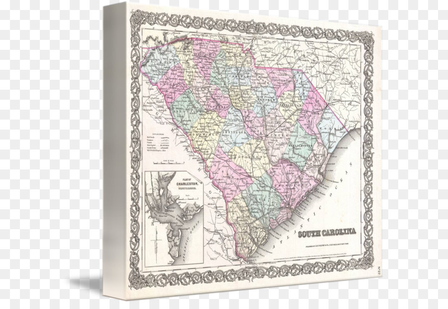 Bản đồ Vải in Ảnh bọc South Carolina - bản đồ