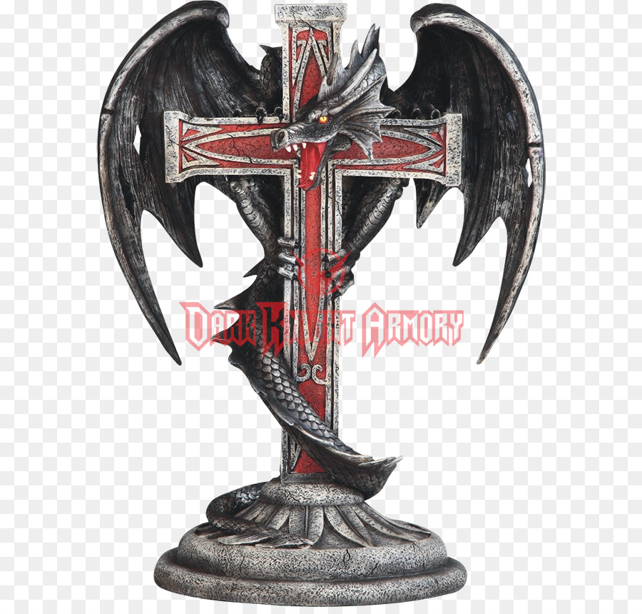 Dragon Fantasy Kerzenständer-Polyresin - gothic Kreuz