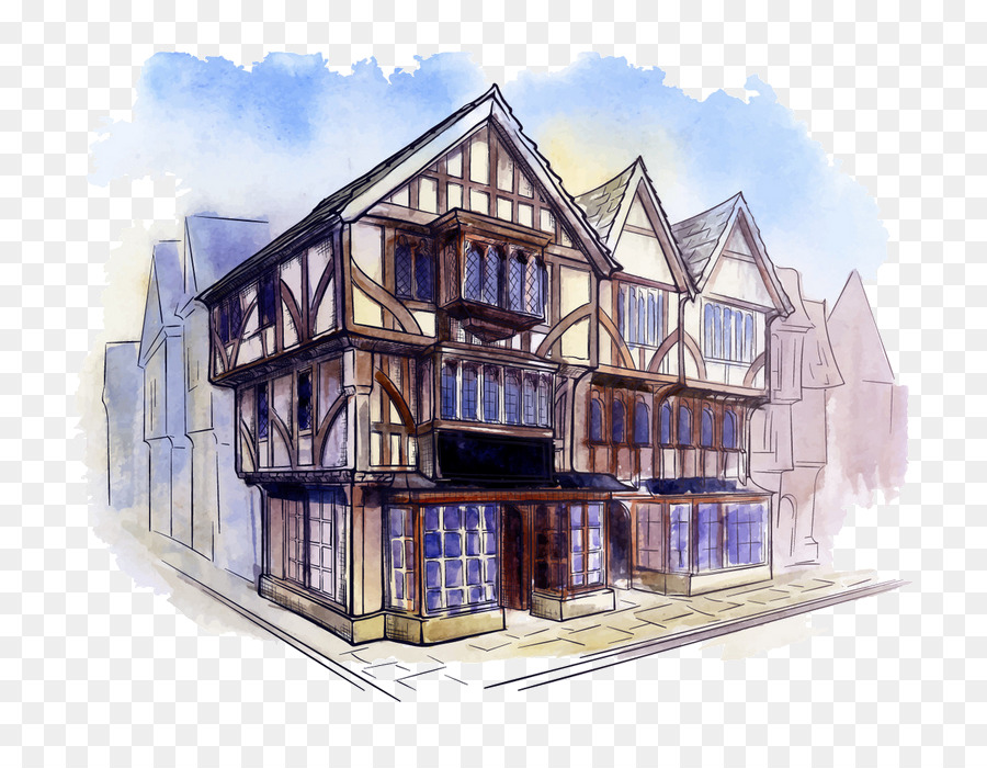 Tudor-Architektur-Aquarell - Design
