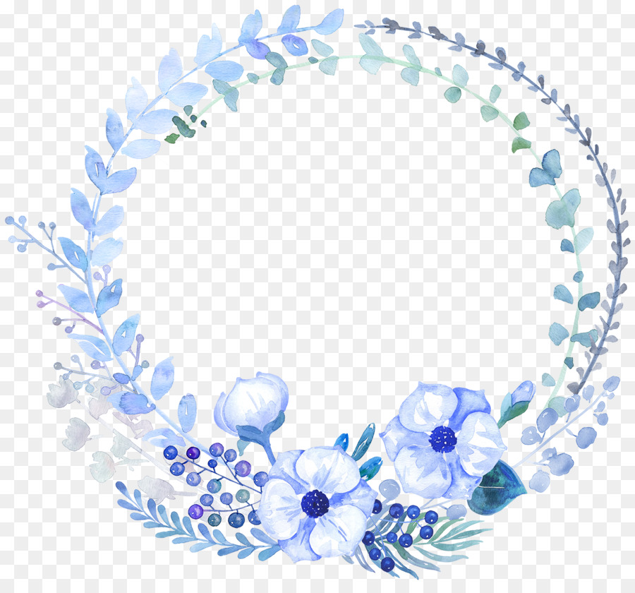 Aquarell Blumen Aquarell Floral design Blau - Malerei