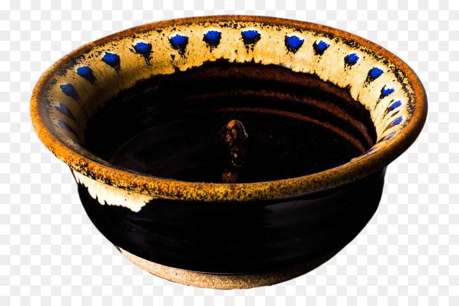 Ciotola di ceramica di Ceramica blu Cobalto - cucchiaio di legno