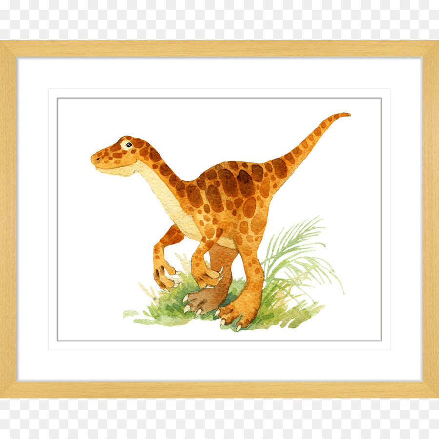 Il Dinosauro Velociraptor Disegno Acquarello - Dinosauro