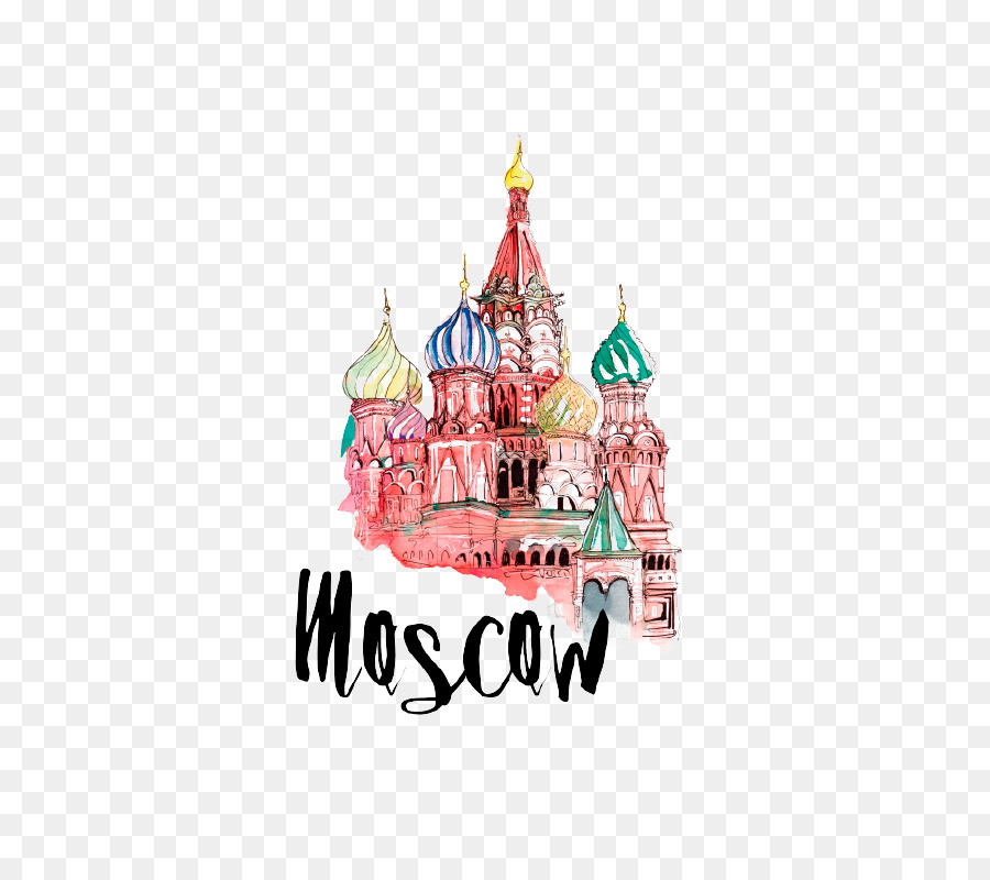 Cattedrale di san Basilio Piazza Rossa Torre Spasskaya pittura ad Acquerello Clip art - città di mosca