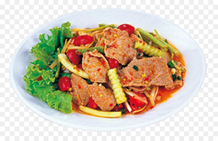 Zweimal gekochtes Schweinefleisch Thai-Küche Rezept-Curry Essen - papaya Salat