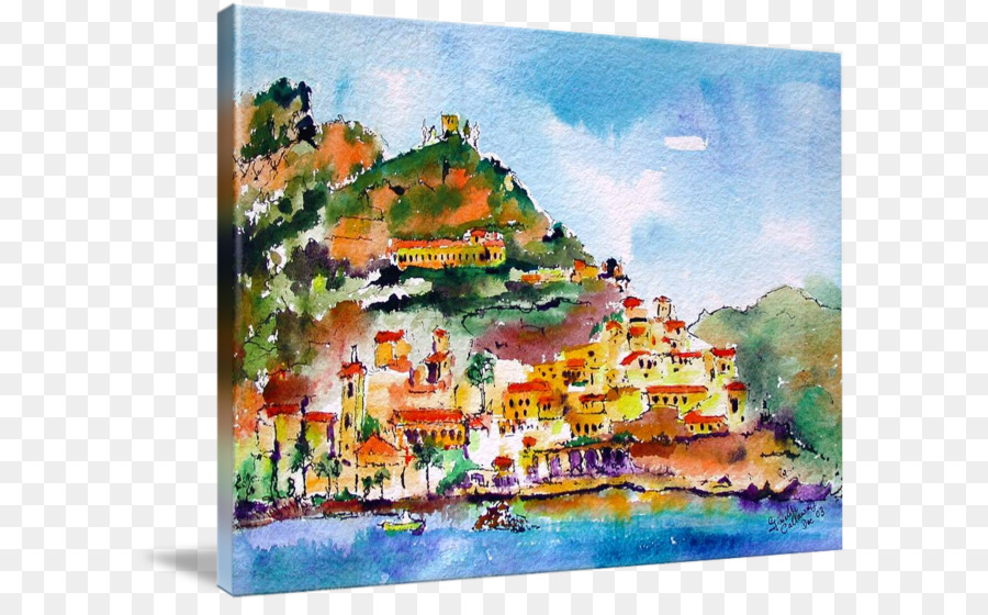 Màu nước sơn Amalfi thư Viện bọc - bức tranh