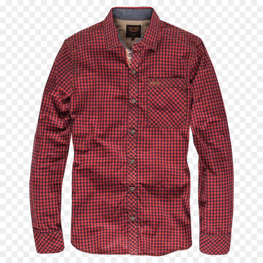 Langarm T shirt Tartan Maroon Wolle - T Shirt