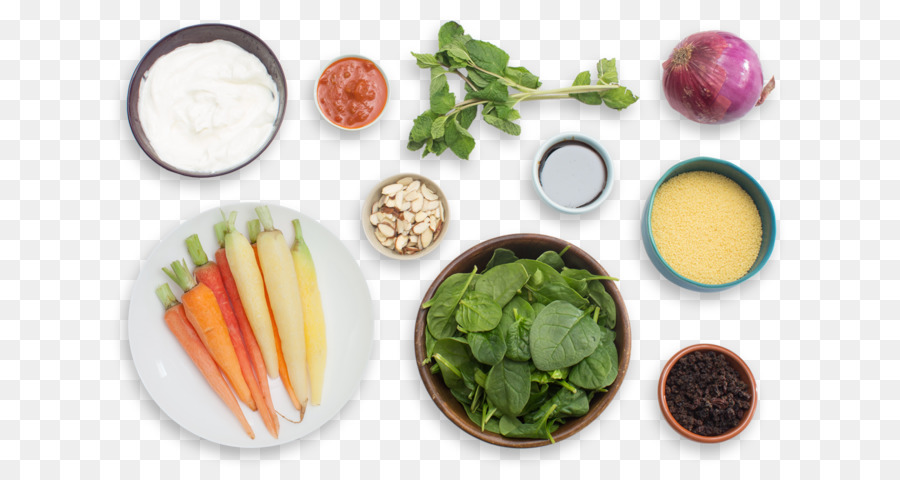 Vegetarische Küche Karotten-Salat, Couscous-Gemüse-Blatt - Johannisbeeren, zante