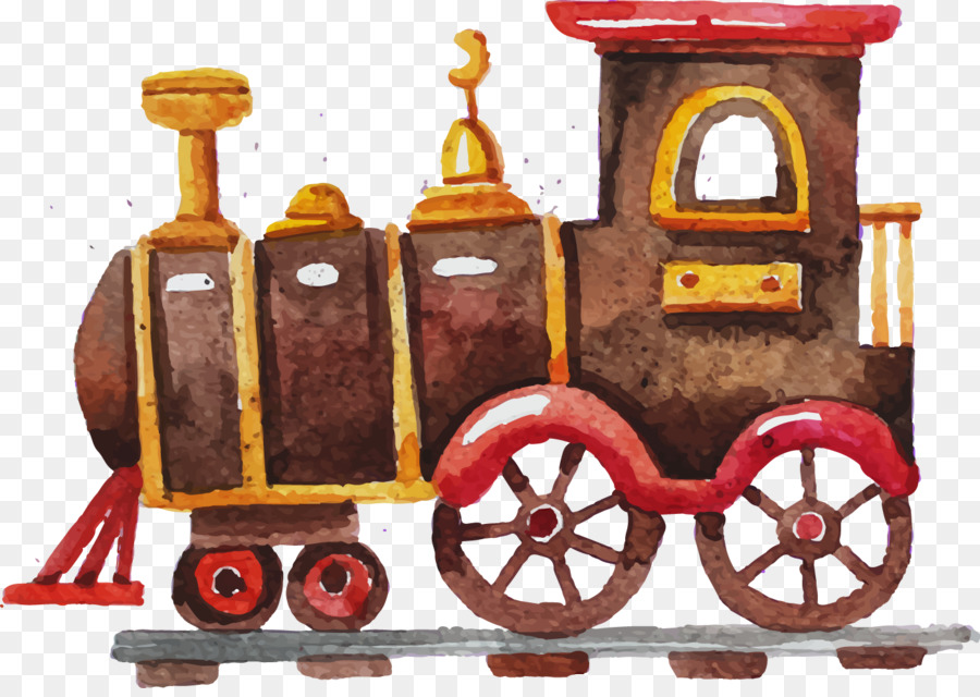 Treni giocattolo & Train Set Disegno Acquarello del Bambino - giocattolo
