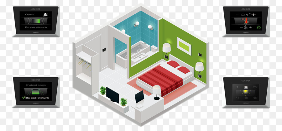 Camera da letto proiezione Isometrica Royalty-free - Home Kit Per Automazione