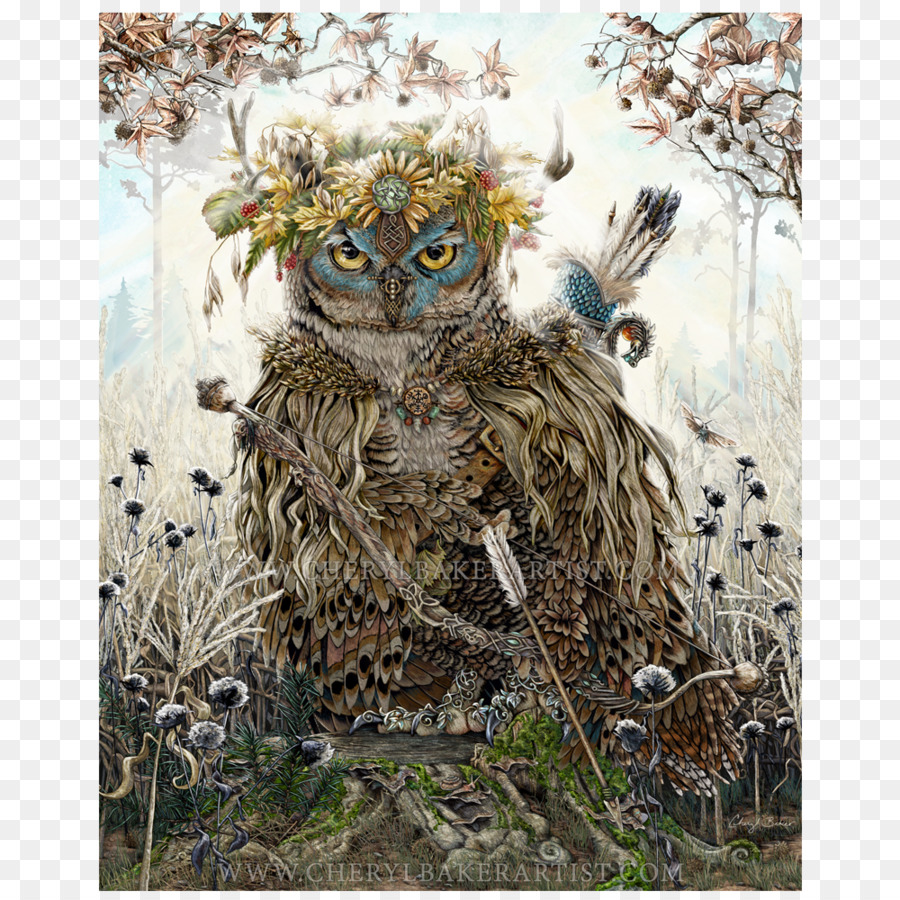 Great Horned Owl Art-Decoupage - Große Gehörnte Eule