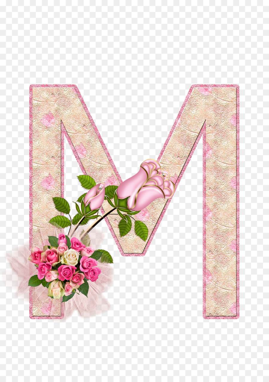 Schriftzug-Alphabet-Kunst-M - Schriftzug Alphabet, Blume, Rose