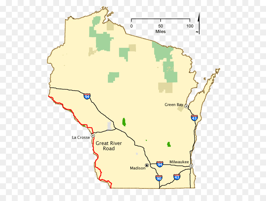 Wisconsin Mappa National Scenic Byway, percorso Panoramico di Washington, DC - mappa