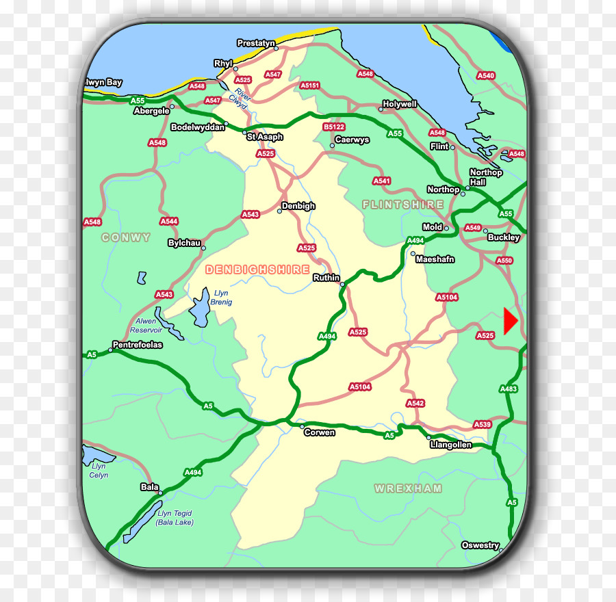 Denbighshire Flintshire mappa del Mondo Wrexham - mappa