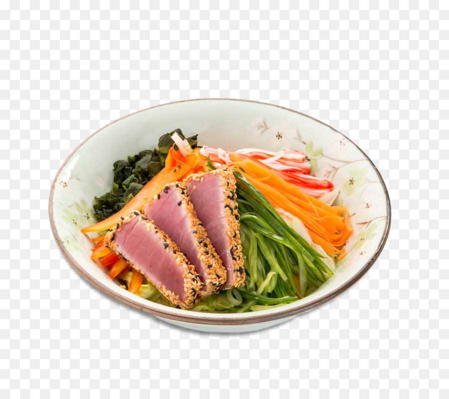 Sashimi cá hồi Hun khói Mì tỏi và dầu Mì Sushi - Cá mòi xà lách