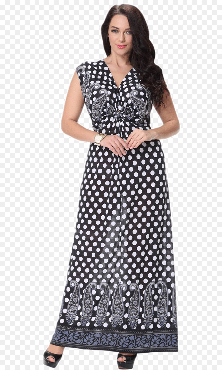Kleid Polka dot Ärmel Ausschnitt Plus-size-Kleidung - Plus size Kleidung