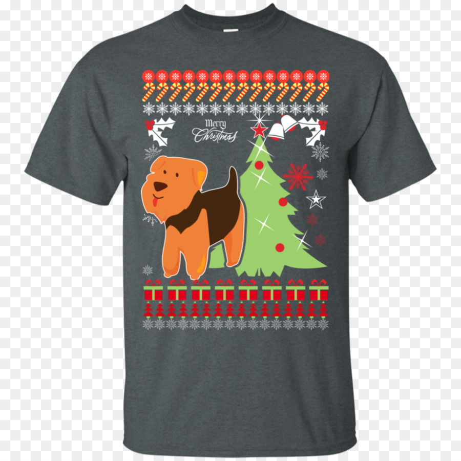Long sleeved T shirt Hoodie Langarm T shirt - Airedale Terrier
