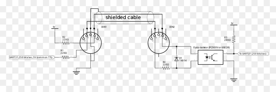 Diagramm Elektrischer Anschluss Elektrische Drähte & Kabel, DIN-Stecker, PS/2-Anschluss - Netzwerk interface controller