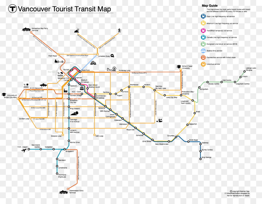 Touristische Landkarte von Vancouver-Diagramm Winkel - Süd Ost Asien Karte